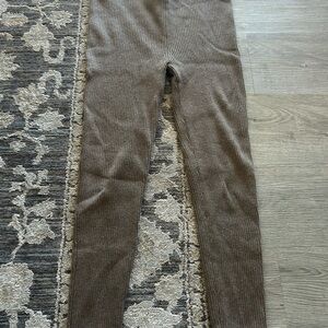 Cashmere/Wool Mix Brown Ribbed Leggings